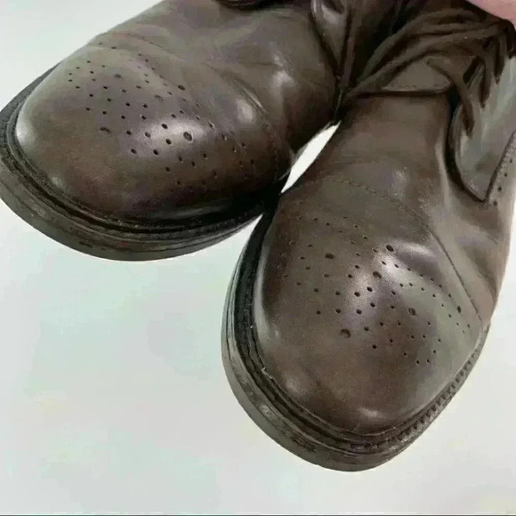 Alfani Paul mens Oxfords 10.5 chocolate Brown leather brogue wingtip cap toe - Picture 9 of 13